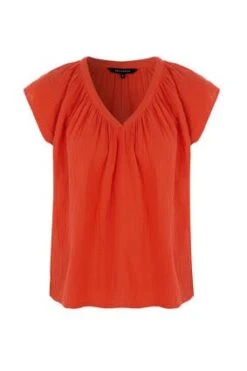 Womens Red Cotton Textured Top -Fashion Women's Clothing Sales 191258pls 58f8511f232903d