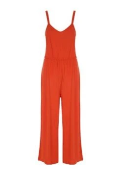 Womens Orange V-Neck Jersey Jumpsuit -Fashion Women's Clothing Sales 191269pls 2cd857c9747d7cc