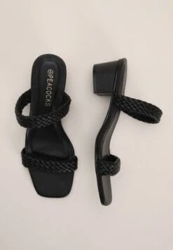 Womens Black Double Plait Strap Sandals -Fashion Women's Clothing Sales 191287pls 3f30304b3924477