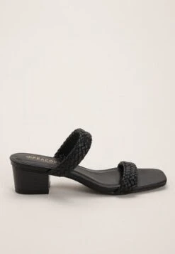 Womens Black Double Plait Strap Sandals