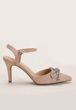 Womens Neutral Bow Detail Court Shoes