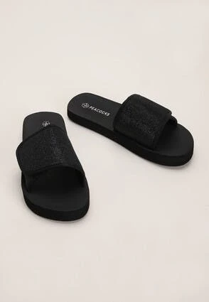 Womens Black Glitter Velcro Sliders Womens Black Glitter Velcro Sliders -Fashion Women's Clothing Sales 191306pls 3fb931e52a38c41