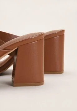 Womens Tan Knotted Block Heel Mule -Fashion Women's Clothing Sales 191312pls 373eccb5fe364f8