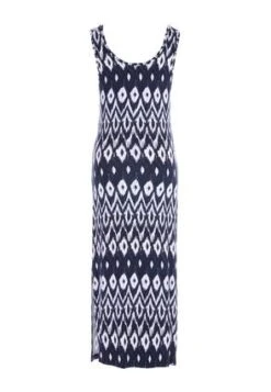 Womens Blue & White Geometric Print Midi Dress -Fashion Women's Clothing Sales 191329pls 389093953e0962c