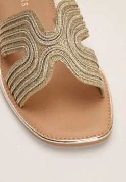 Womens Gold Woven Glitter Flat Sandals -Fashion Women's Clothing Sales 191333pls 34280218139d58c