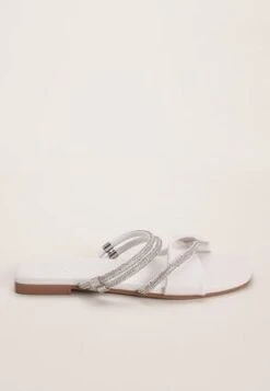 Womens White Diamante Strap Sandals