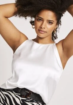 Womens White Satin Halter Neck Top