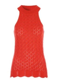 Womens Orange Crochet Halter Neck Top -Fashion Women's Clothing Sales 191401pls 704df3f667d0e2a