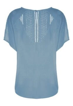 Womens Blue Lace Back Detail T-shirt -Fashion Women's Clothing Sales 191861pls 544227dd014191e