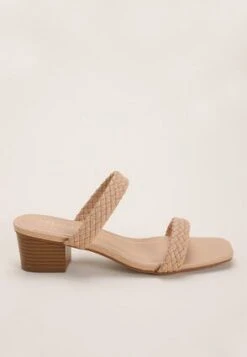 Womens Neutral Double Plait Strap Sandals
