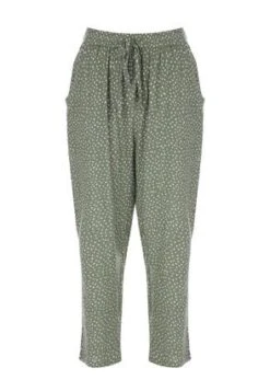 Womens Green & White Spot Cropped Trousers -Fashion Women's Clothing Sales 192610pls e0ee3ea477b8ca9