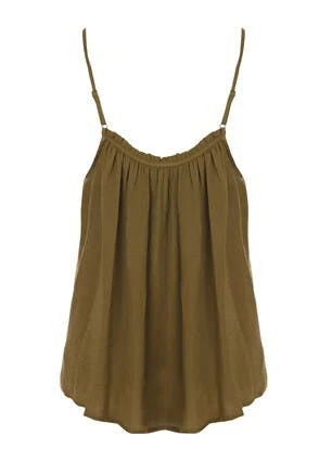 Womens Khaki Satin Loose Fit Cami Womens Khaki Satin Loose Fit Cami -Fashion Women's Clothing Sales 192821pls 0c9d7656dfef26b