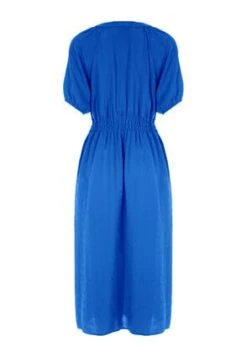 Womens Blue Shirred Waist Tea Dress -Fashion Women's Clothing Sales 192836pls 418e4d8b42a1869