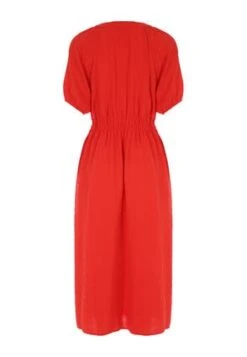 Womens Red Shirred Waist Tea Dress -Fashion Women's Clothing Sales 192839pls 817951b93e8341e