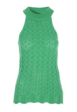 Womens Green Crochet Halter Neck Top -Fashion Women's Clothing Sales 192851pls c6066395ae29b44