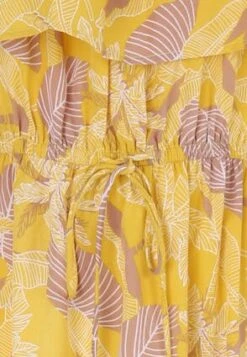 Womens Yellow Leaf Cold Shoulder Midi Dress -Fashion Women's Clothing Sales 192857pls f2dc9252f76e404