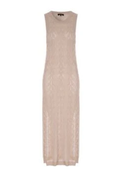 Womens Cream Pointelle Knitted Maxi Dress