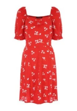 Womens Red Floral Knee Length Sweetheart Dress -Fashion Women's Clothing Sales 192893pls 576c169fbf01ce4