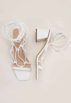 Womens White Ankle Tie Block Heel Sandals -Fashion Women's Clothing Sales 192895pls 16d4e3143bbc30a