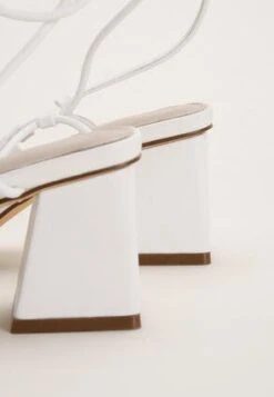 Womens White Ankle Tie Block Heel Sandals -Fashion Women's Clothing Sales 192906pls f665b319bc589f6