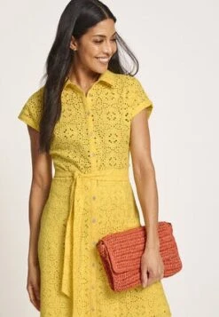 Womens Yellow Broderie Shirt Dress -Fashion Women's Clothing Sales 192959pls cf52eefad7e8abb