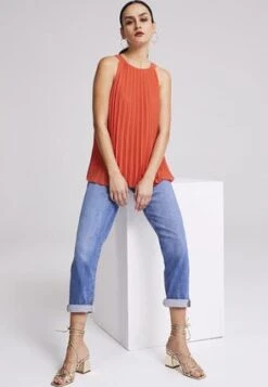 Womens Red Pleated Halter Neck Top -Fashion Women's Clothing Sales 193016pls 4949456c84c1690