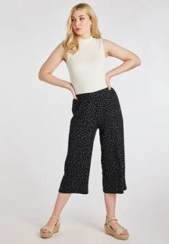 Womens Black & White Spot Culotte