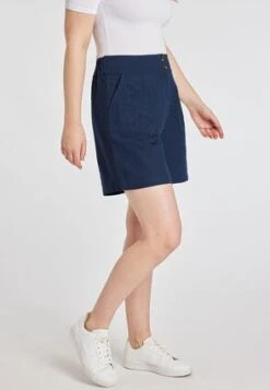 Women Navy Linen Tailored Shorts -Fashion Women's Clothing Sales 193119pls 3120434cfcd315e