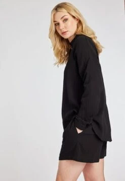 Womens Black Crinkle Cotton Shirt 4 Womens Black Crinkle Cotton Shirt -Fashion Women's Clothing Sales 193176pls 1ed50c1a94af42b