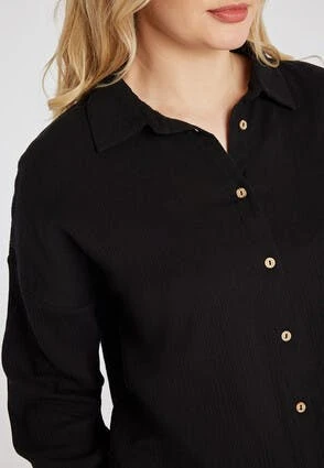 Womens Black Crinkle Cotton Shirt Womens Black Crinkle Cotton Shirt -Fashion Women's Clothing Sales 193236pls 7fe0f51c70b18b4