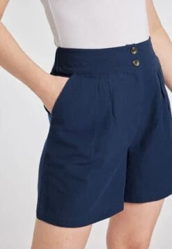 Women Navy Linen Tailored Shorts -Fashion Women's Clothing Sales 193306pls c0ef5ef75b07e2a