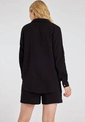 Womens Black Crinkle Cotton Shirt Womens Black Crinkle Cotton Shirt -Fashion Women's Clothing Sales 193414pls 27d850500fee1da