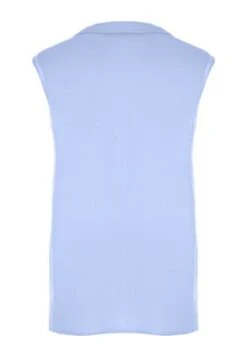 Womens Blue Linen Blend Sleeveless Shirt -Fashion Women's Clothing Sales 193595pls 21894874ae6413d