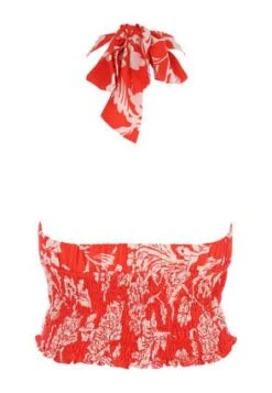 Womens Red Floral Cropped Halter Neck Co-ord Top -Fashion Women's Clothing Sales 193652pls 162940eca3a67ac
