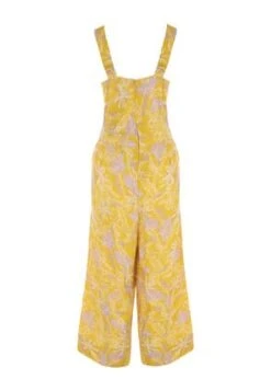 Womens Yellow Linen Blend Cropped Jumpsuit -Fashion Women's Clothing Sales 193686pls 1de24b662aee1a1