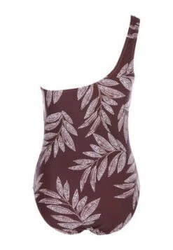 Womens Brown Leaf Print One Shoulder Control Swimsuit -Fashion Women's Clothing Sales 193915pls a9e67e1018d1e06