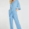 Womens Pale Blue Utility Jumpsuit