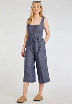 Womens Denim Blue Sleeveless Jumpsuit