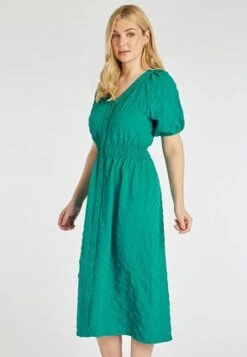 Womens Green Shirred Waist Tea Dress 3 Womens Green Shirred Waist Tea Dress -Fashion Women's Clothing Sales 194101pls 303c489223989c8