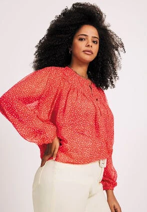 Womens Red & Gold Sheer Blouse Womens Red & Gold Sheer Blouse -Fashion Women's Clothing Sales 194474pls 5e957f6fe94703c