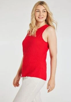 Womens Red Textured Crinkle Vest -Fashion Women's Clothing Sales 194618pls 6eb6fad402c5b99