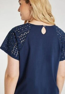 Womens Navy Broidery T-Shirt -Fashion Women's Clothing Sales 194624pls 7b856e554e25314