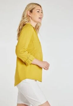 Womens Yellow Linen Blend Overhead Shirt -Fashion Women's Clothing Sales 194680pls a6efd5d19cd6e35