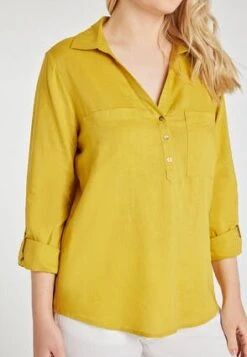 Womens Yellow Linen Blend Overhead Shirt -Fashion Women's Clothing Sales 194729pls 15594528de5f9f3