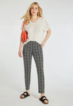Womens Black And White Diamond Casual Trouser