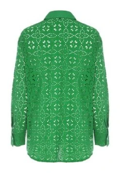 Womens Green Broderie Detail Shirt -Fashion Women's Clothing Sales 194948pls 68bc5b3fd1f4201