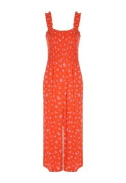 Womens Red Floral Ditsy Square Neck Jumpsuit -Fashion Women's Clothing Sales 194991pls c46205464772852