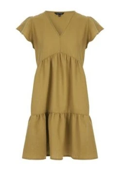 Womens Dark Mustard Tiered Dress -Fashion Women's Clothing Sales 195029pls c1a2e6df7b9de77