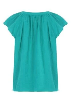 Womens Turquoise Cotton Textured Top -Fashion Women's Clothing Sales 195047pls 733297a56f5a677