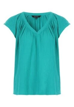 Womens Turquoise Cotton Textured Top -Fashion Women's Clothing Sales 195049pls ef859ce5b2adbf3